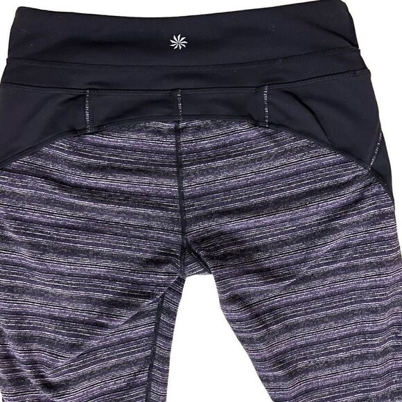Athleta Black & Purple Capri Leggings Size M - Picture 4 of 6